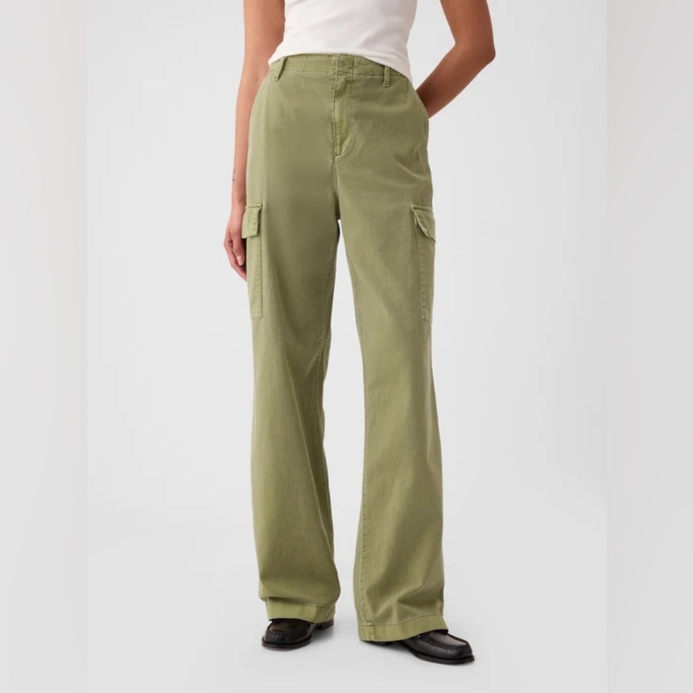 GAP Green Loose Khaki Cargo Pants Size 6 100% Cotton